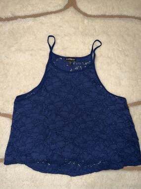 Express Women’s Small Navy Blue Lace High Neck Tank Top